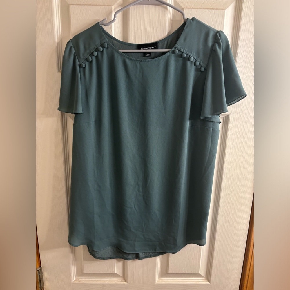 Flutter sleeve button detail blouse
